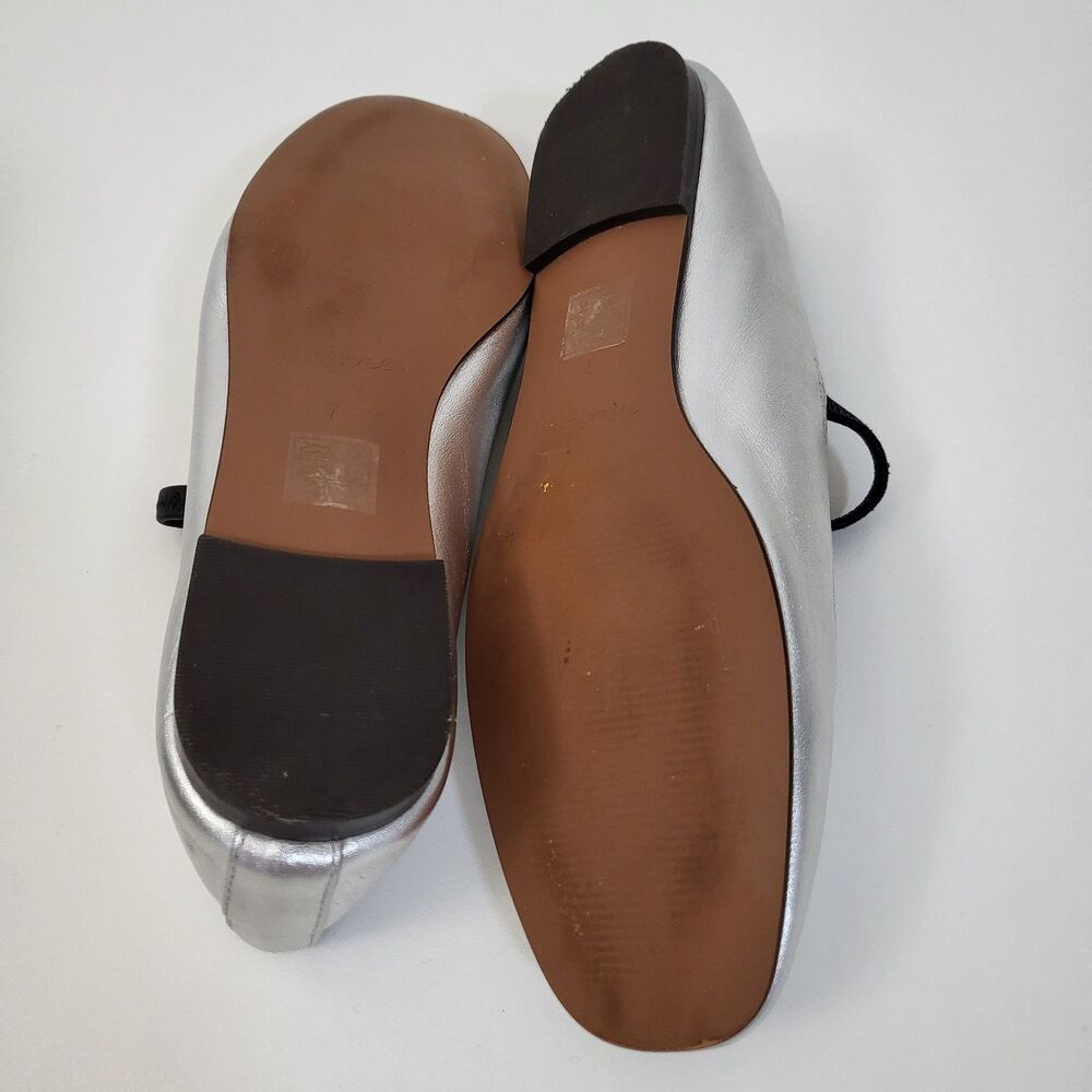 Madewell Silver Leather Ballet Flats with Black Strap - Picture 10 of 16